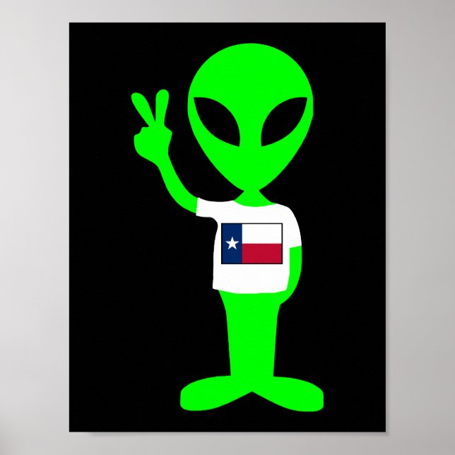 Green Peace Sign Alien Texas Fan Poster (Vorne)
