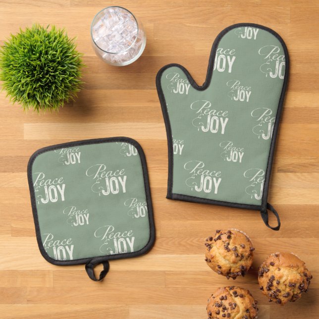 Green Peace und Joy Ofenhandschuh & Topflappen-Set (Oben Unten)