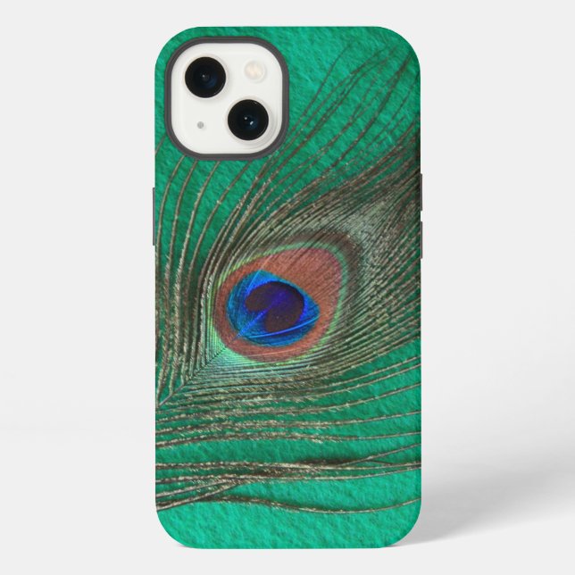 Green Peacock Feather iPhone Hülle (Rückseite)