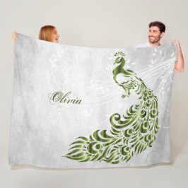 Green Peacock Personalisiert Fleece Blanket