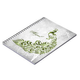 Green Peacock Personalized Spiral Foto Notebook Notizblock