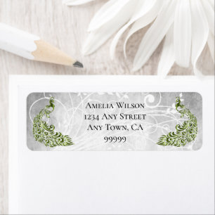 Green Peacocks Address Label
