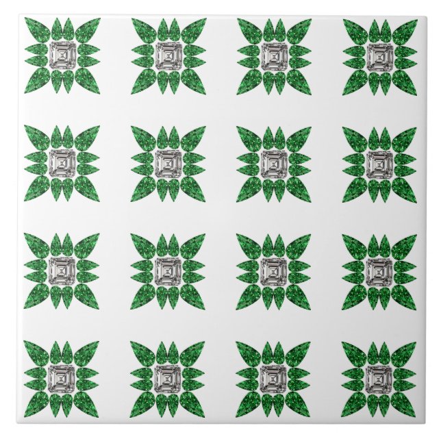 Green Pear shaped Diamond Pattern Fliese (Vorderseite)