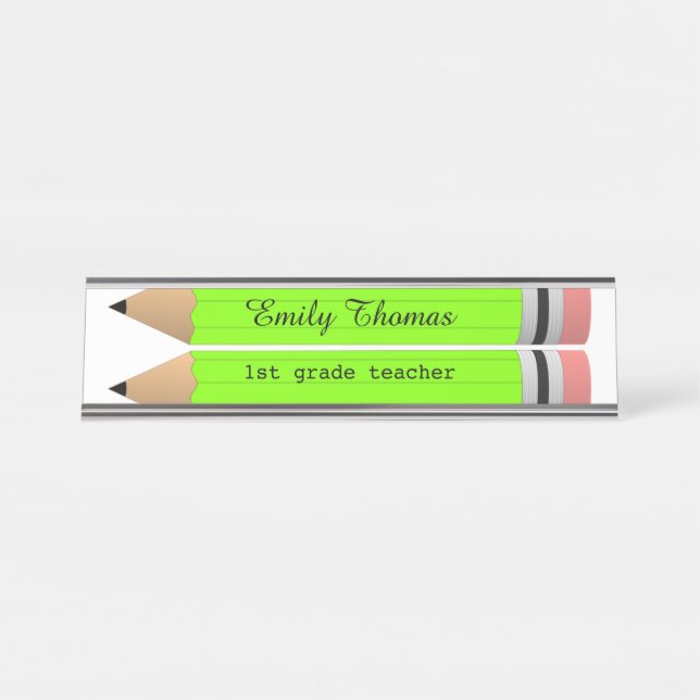 Green Pencils Class Teacher Schreibtischnamensplakette (Vorderseite )