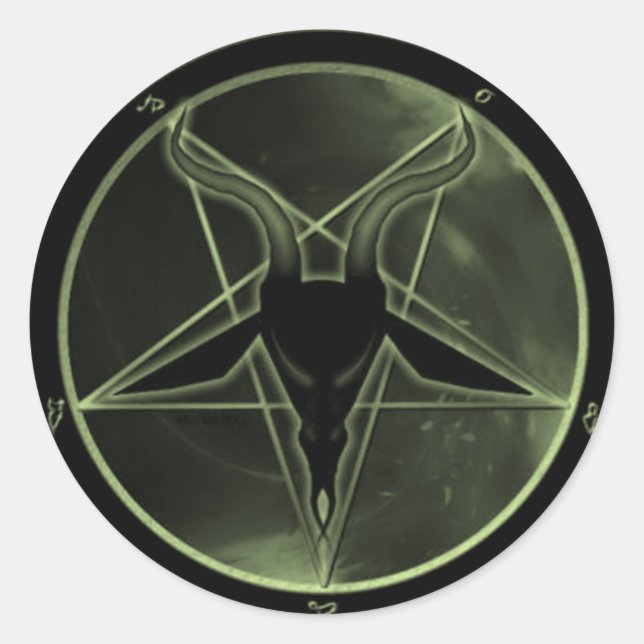 Green Pentagram Runder Aufkleber (Vorderseite)
