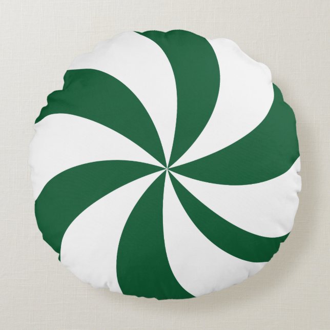Green Peppermint Swirl Rundes Kissen (Vorderseite)