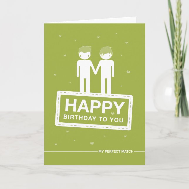 Green | Perfect Match | Happy Birthday Karte (Vorderseite)