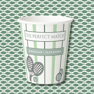 Green Perfect Match Tennis Couples Bridal Shower Pappbecher