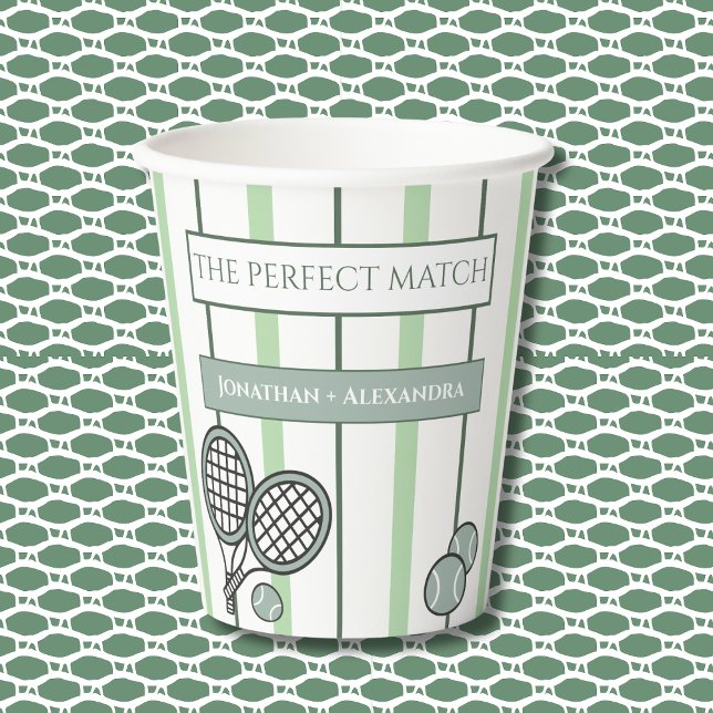 Green Perfect Match Tennis Couples Bridal Shower Pappbecher (Von Creator hochgeladen)