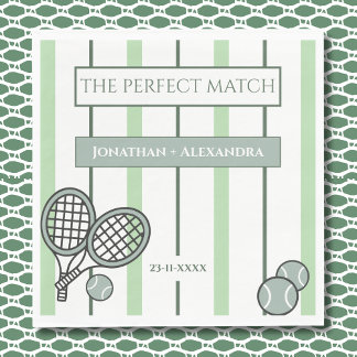 Green Perfect Match Tennis Couples Bridal Shower Serviette