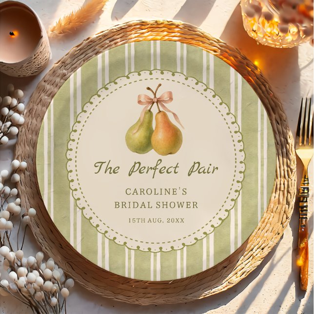 Green Perfect Pair Pear Bridal Shower Paper Plates Pappteller (Von Creator hochgeladen)