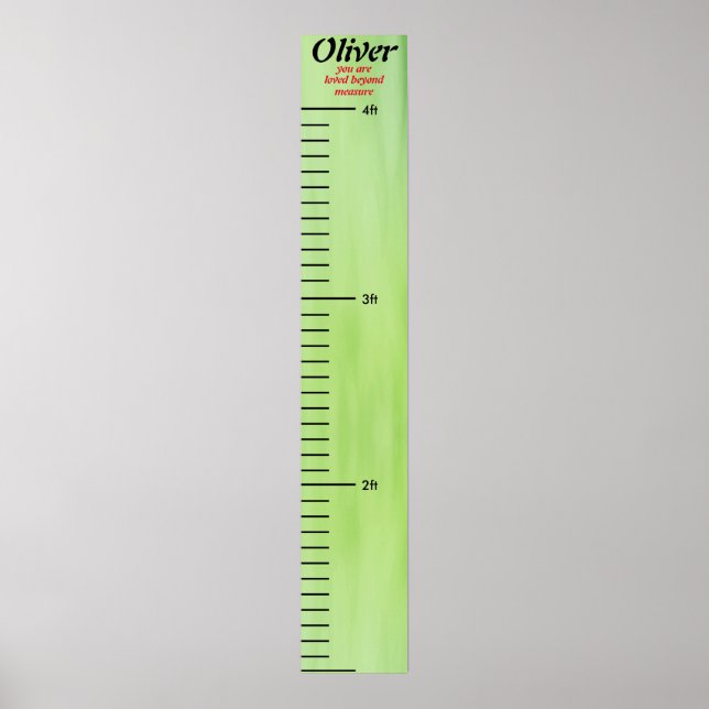 Green Personalisiert Kinderzimmer Wall Growth Char Poster (Vorne)