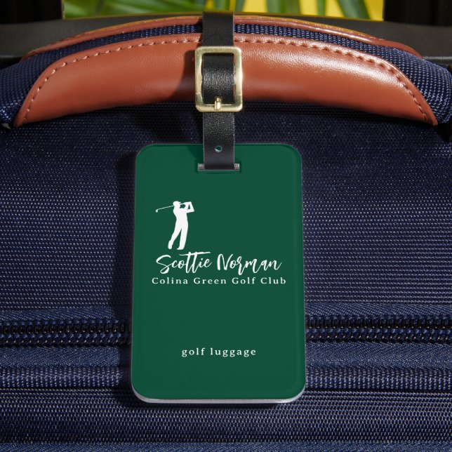 Green Personalized Golfers Name  Gepäckanhänger (Vorderseite Insitu 2)