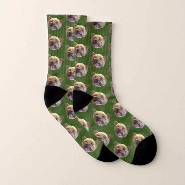 Green Personalized Pet Photo Keepsake Memory Socken (Paar)