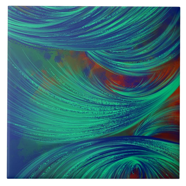 Green Phoenix Feathers Fliese (Vorderseite)