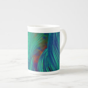 Green Phoenix Feathers Prozellantasse
