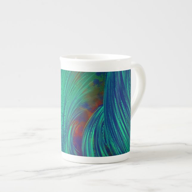 Green Phoenix Feathers Prozellantasse (Vorderseite Rechts)