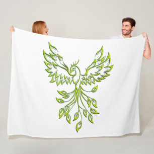 Green Phoenix Rises White Fleecedecke