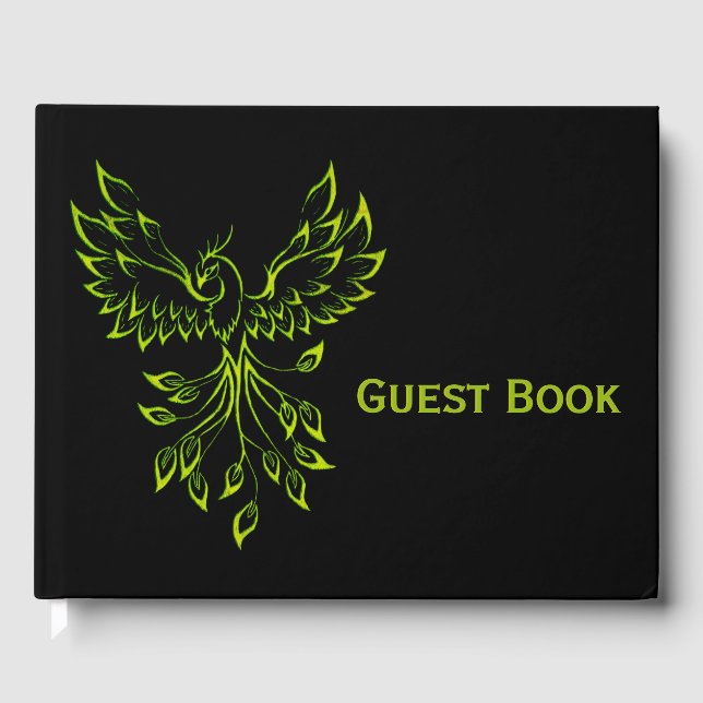 Green Phoenix steigt auf schwarz Gästebuch (Vorderseite)