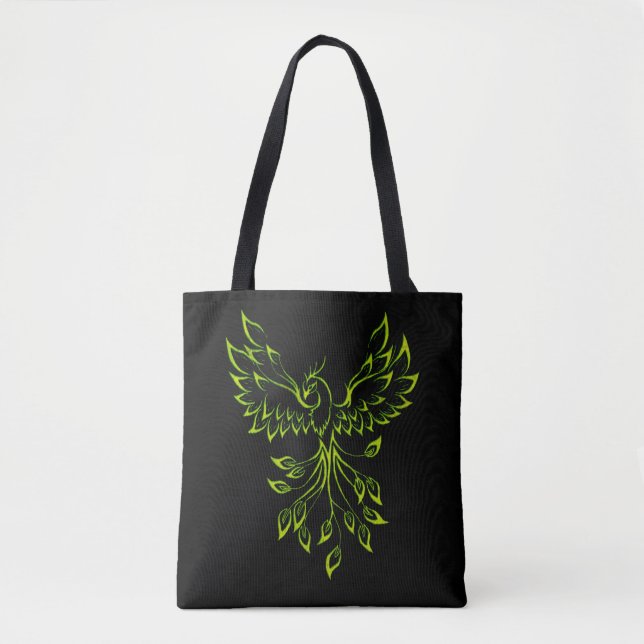 Green Phoenix steigt auf schwarz Tasche (Vorderseite)