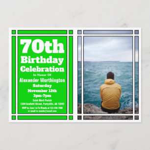 Green Photo Invitation de fête d'anniversaire 70th