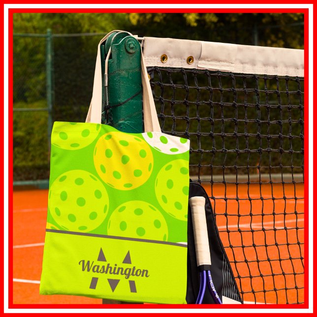 Green Pickleball Cool Modern Mit Monogramm Tasche (Green Pickleball Cool Modern Monogrammed Tote Bag)