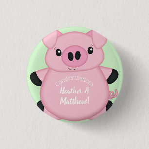 Green Pig Baby Dusche Button
