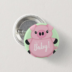 Green Pig Baby Dusche Button