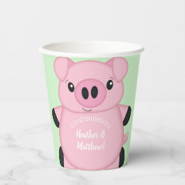 Green Pig Baby Dusche Pappbecher
