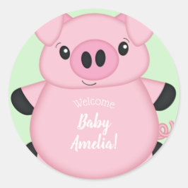 Green Pig Baby Dusche Runder Aufkleber
