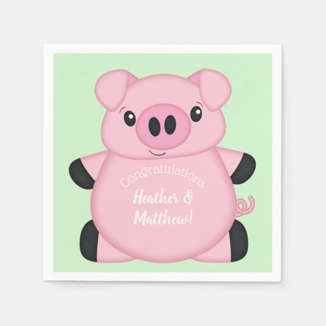 Green Pig Baby Dusche Serviette (Vorderseite)