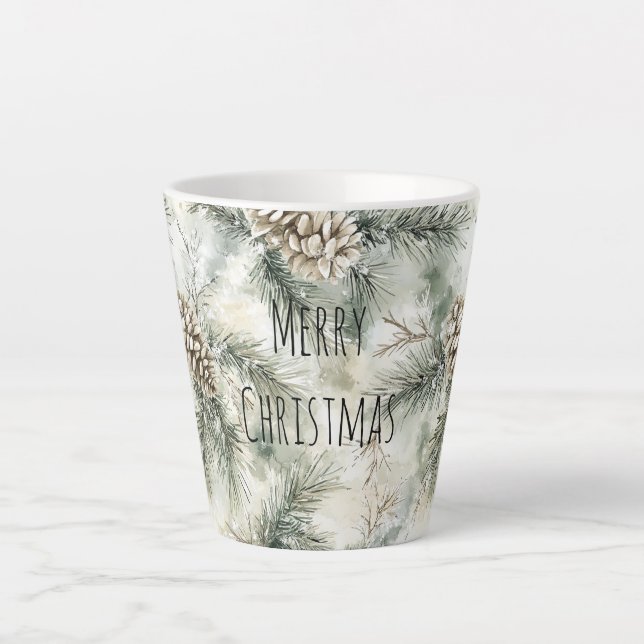 Green  Pine Cones Christmas Milchtasse (Vorderseite)