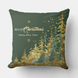 Green Pine Forest Merry Christmas Kissen