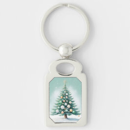 Green Pine Tree and Background | Silver Green Oran Schlüsselanhänger