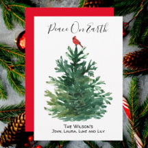 Green Pine Tree Red Kardinal Weltfrieden Custom