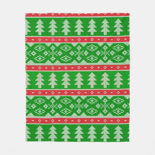 Green Pine Tree Sweater Strick Blanket Fleecedecke