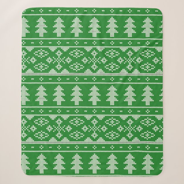 Green Pine Tree Sweater Strick Blanket Sherpadecke (Vorderseite)
