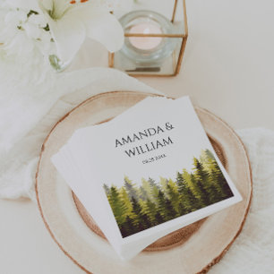 Green Pine Trees Wedding Serviette