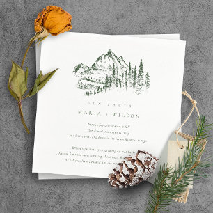 Green Pine Woods Mountain Sketch Wedding Fun Facts Serviette
