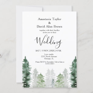 Green Pines Mountain Invitation de mariage d'hiver