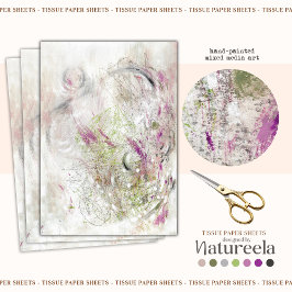 Green Pink Abstract Design Decoupage Tissue Paper Seidenpapier