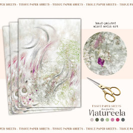 Green Pink Abstract Design Decoupage Tissue Paper Seidenpapier