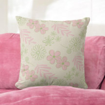 Green Pink Beige Retro Y2K 70er Blume Muster