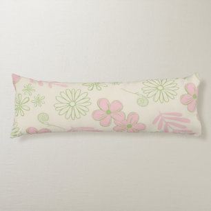 Green Pink Beige Retro Y2K 70er Blume Muster Seitenschläferkissen
