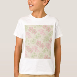Green Pink Beige Retro Y2K 70er Blume Muster T-Shirt
