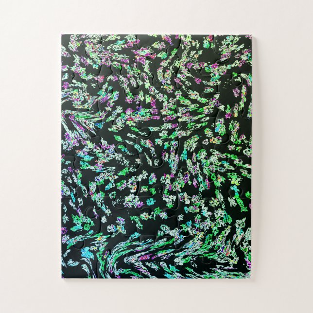 Green Pink Black Abstrakt Fraktal Modernes Kunstge (Vertikal)