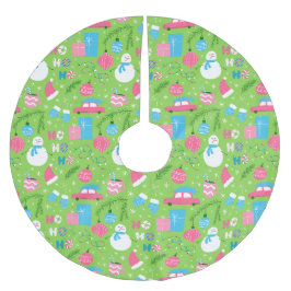 Green Pink Blue Snowmen Ornament Weihnachtsfeierta Polyester Weihnachtsbaumdecke