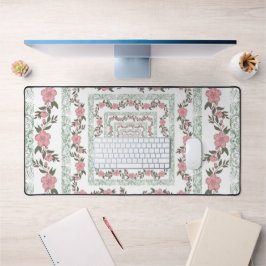 Green Pink Border Retro Y2K 70er Blume Muster Schreibtischunterlage