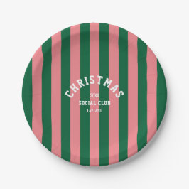 Green Pink Candy Strip Weihnachtsclub Pappteller