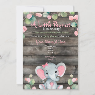 Green Pink Elephant Baby Shower Einladungskarte